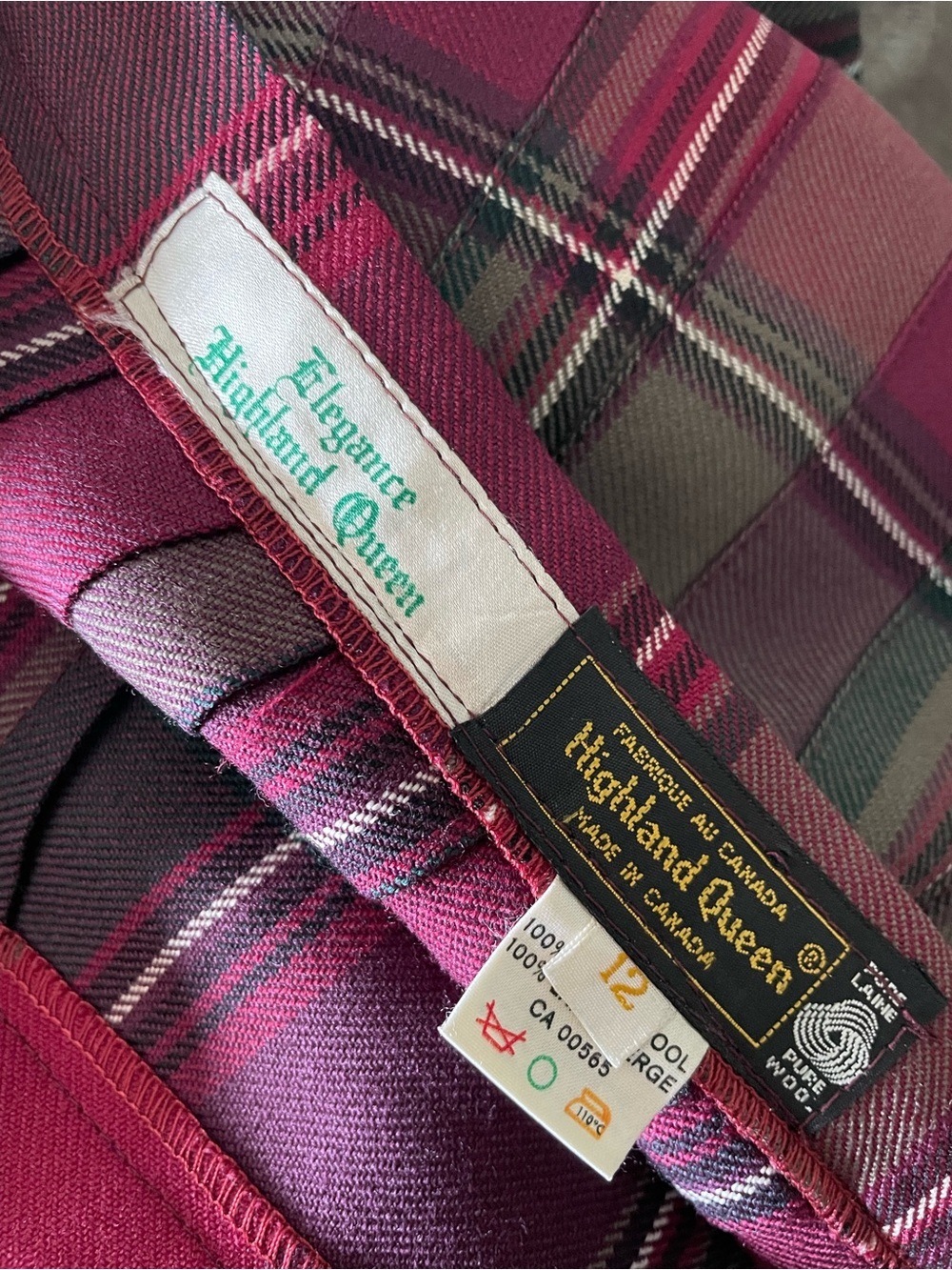 70s Vintage Highland Queen 100% Wool Plaid Kilt Skirt Pleated Heritage - Picture 6 of 6
